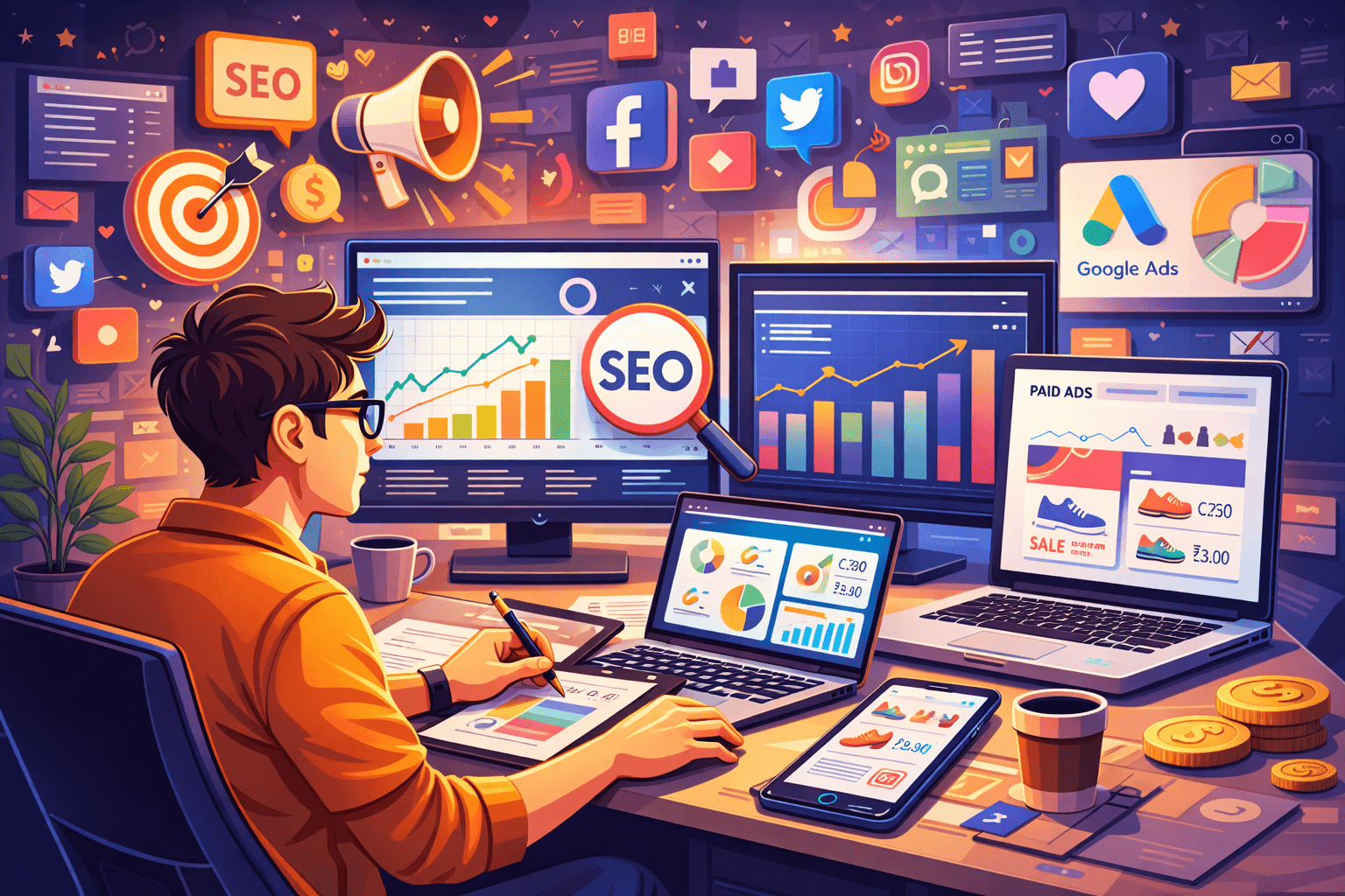 Digital Marketing (SEO, Social Media, Paid Ads & Analytics)